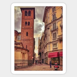 Bell Tower Church Historic Antique Architecture Milano Italy Sticker